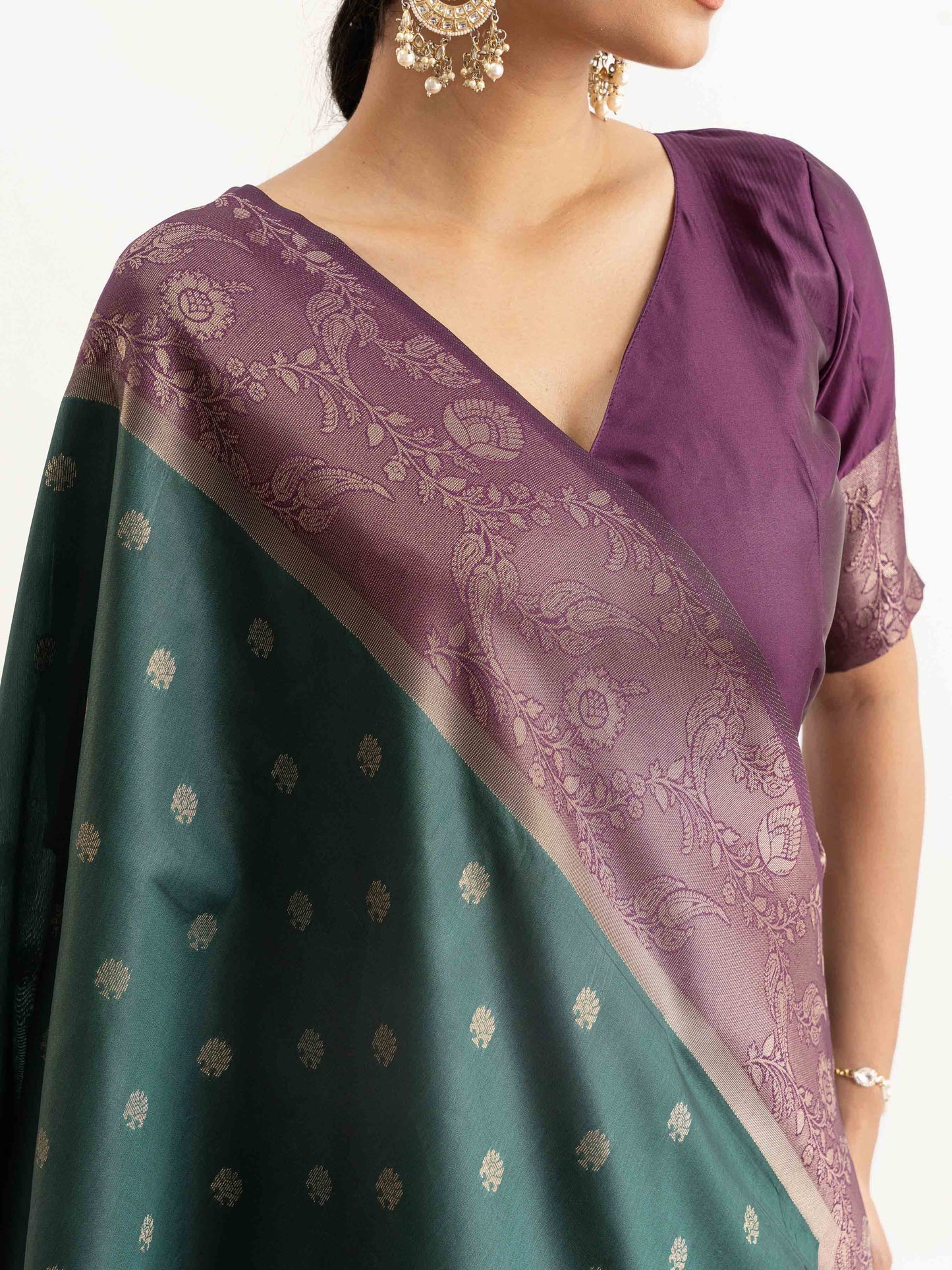 Teal Green Kanjivaram Silk Saree