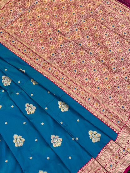 Royal Blue Zari Woven Soft Silk Saree