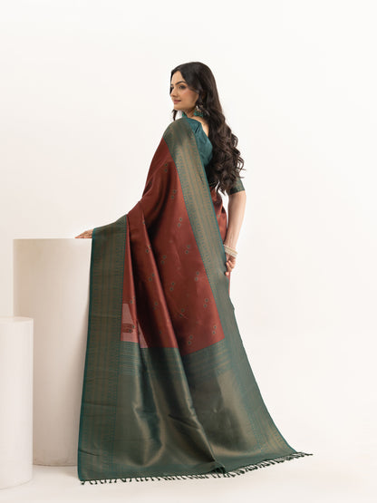 Garnet Grove Kanjivaram Silk Saree