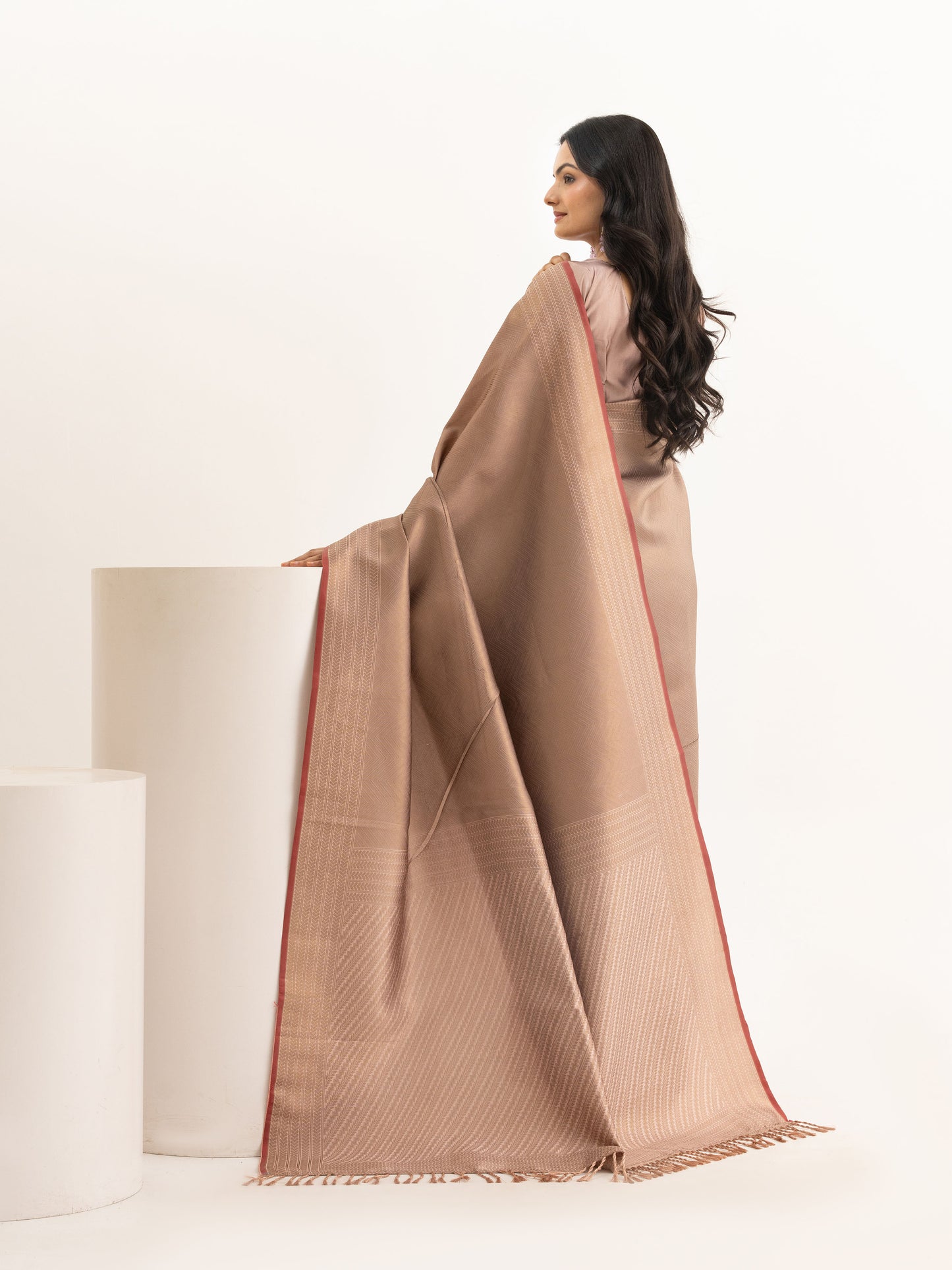 Rose Gold Kanjivaram Silk Saree