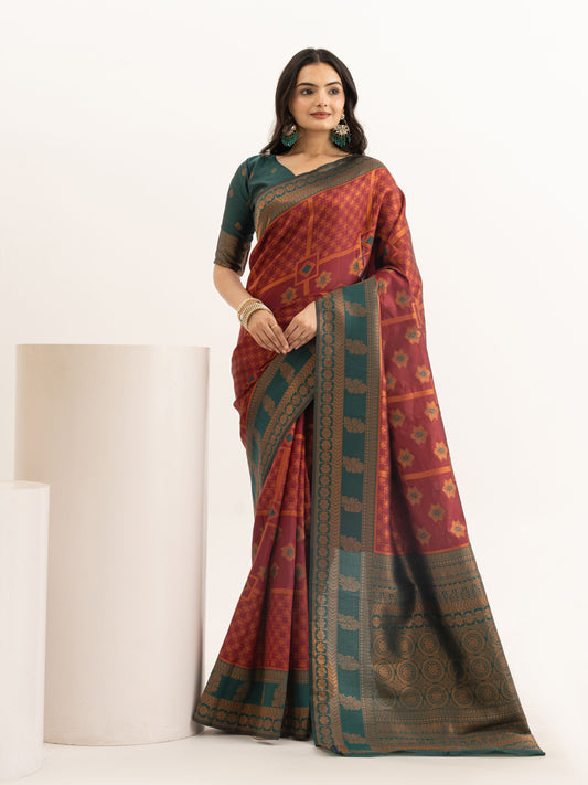 Royal Maroon Kanjivaram Silk Saree