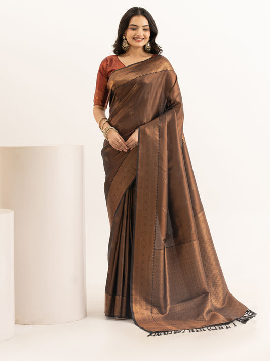 Brown Kanjeevaram Silk Saree
