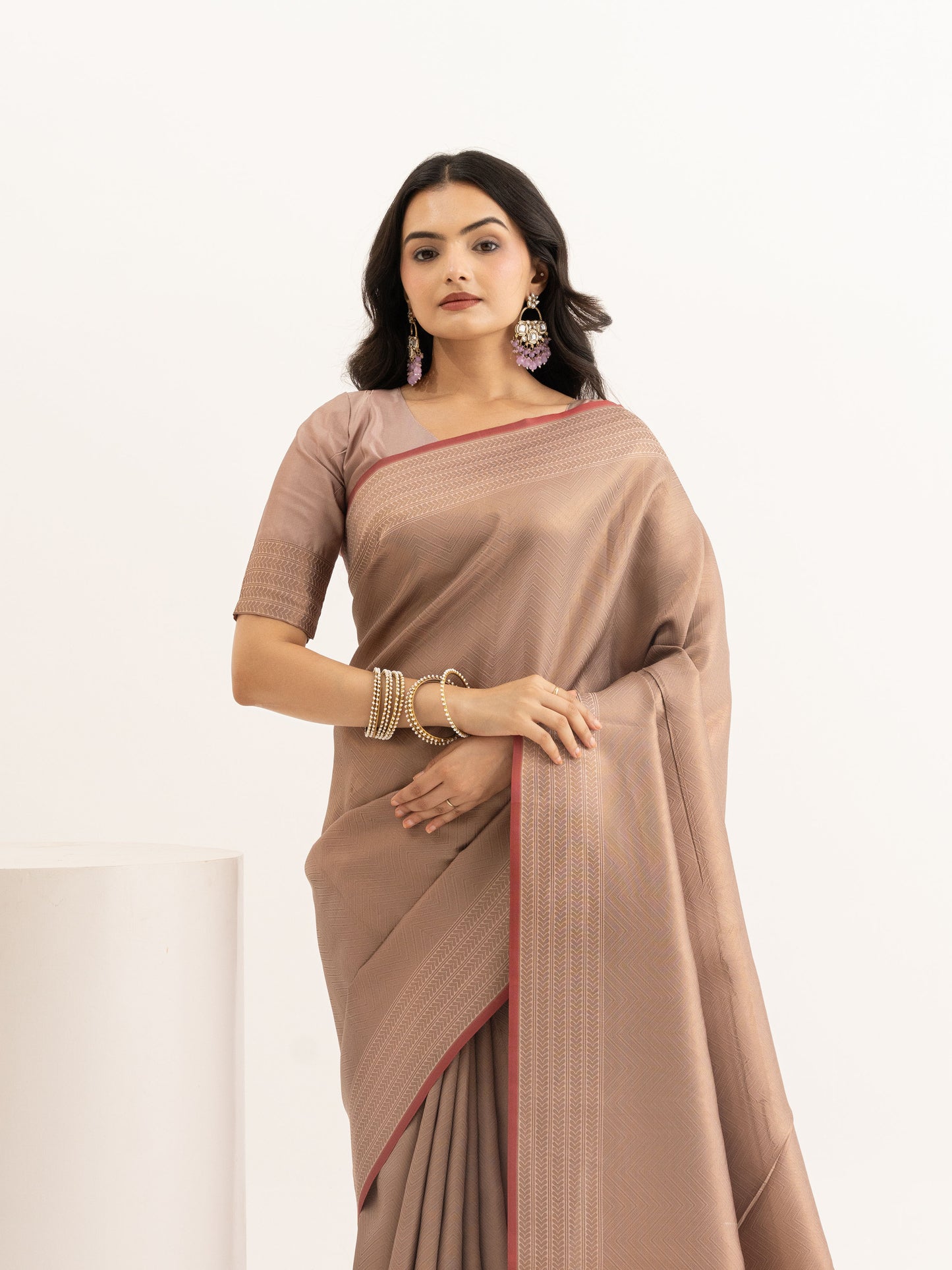 Rose Gold Kanjivaram Silk Saree