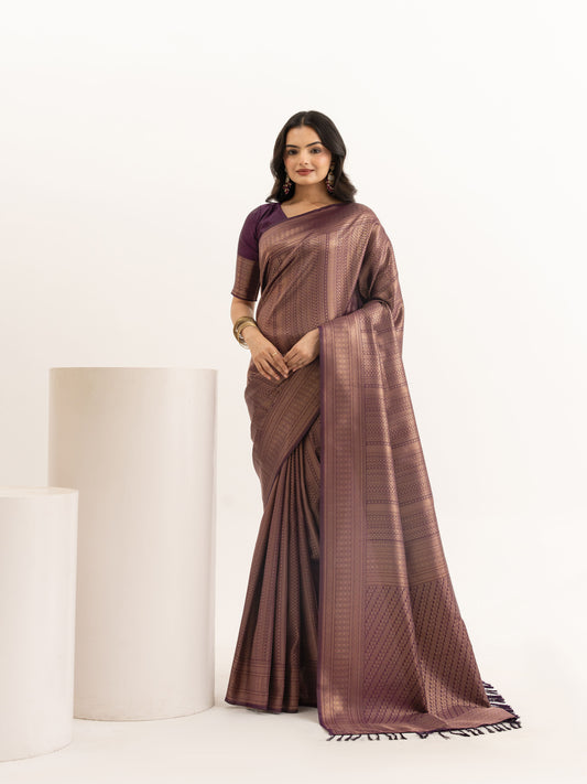 Majenta Brown Kanjivaram Silk Saree