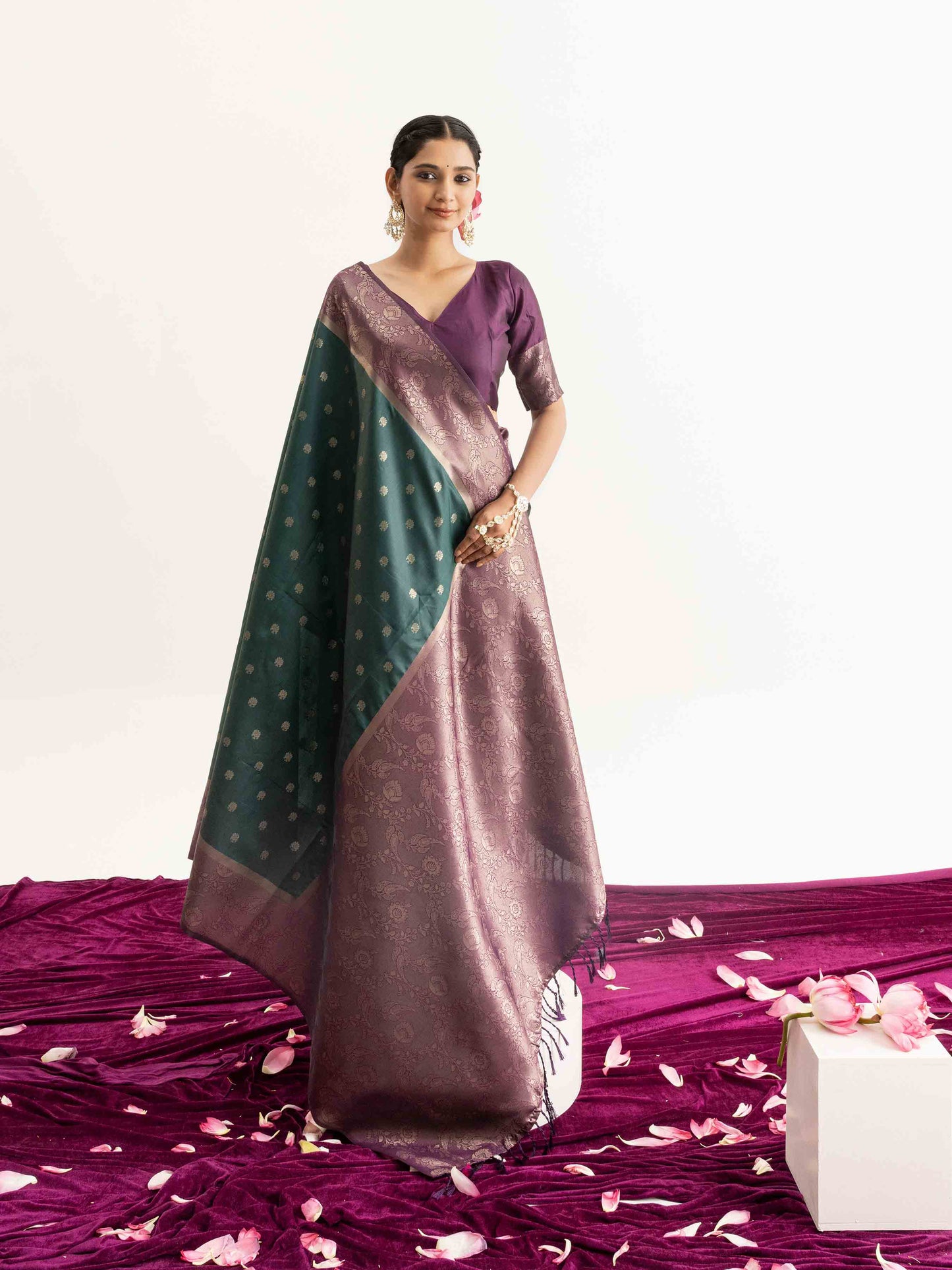 Teal Green Kanjivaram Silk Saree