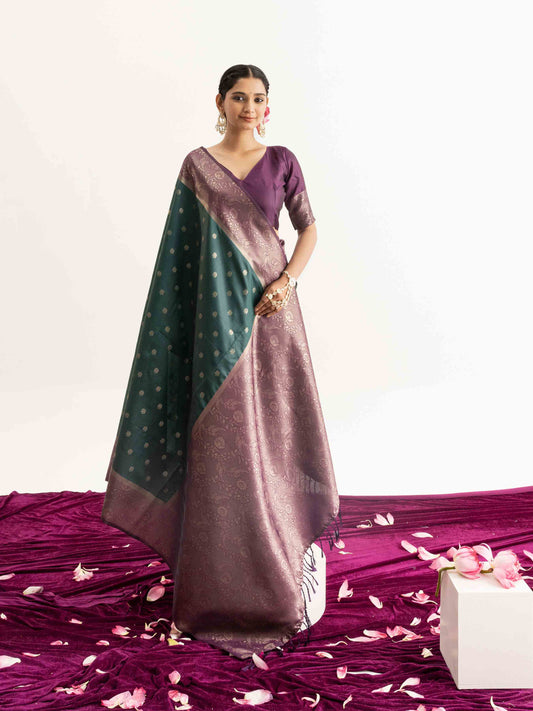 Teal Green Kanjivaram Silk Saree