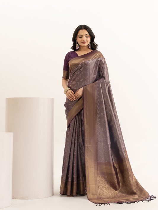Deep Mauve Kanjivaram Silk Saree