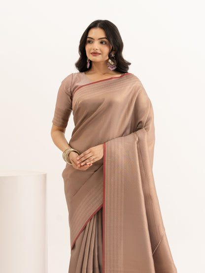 Rose Gold Kanjivaram Silk Saree