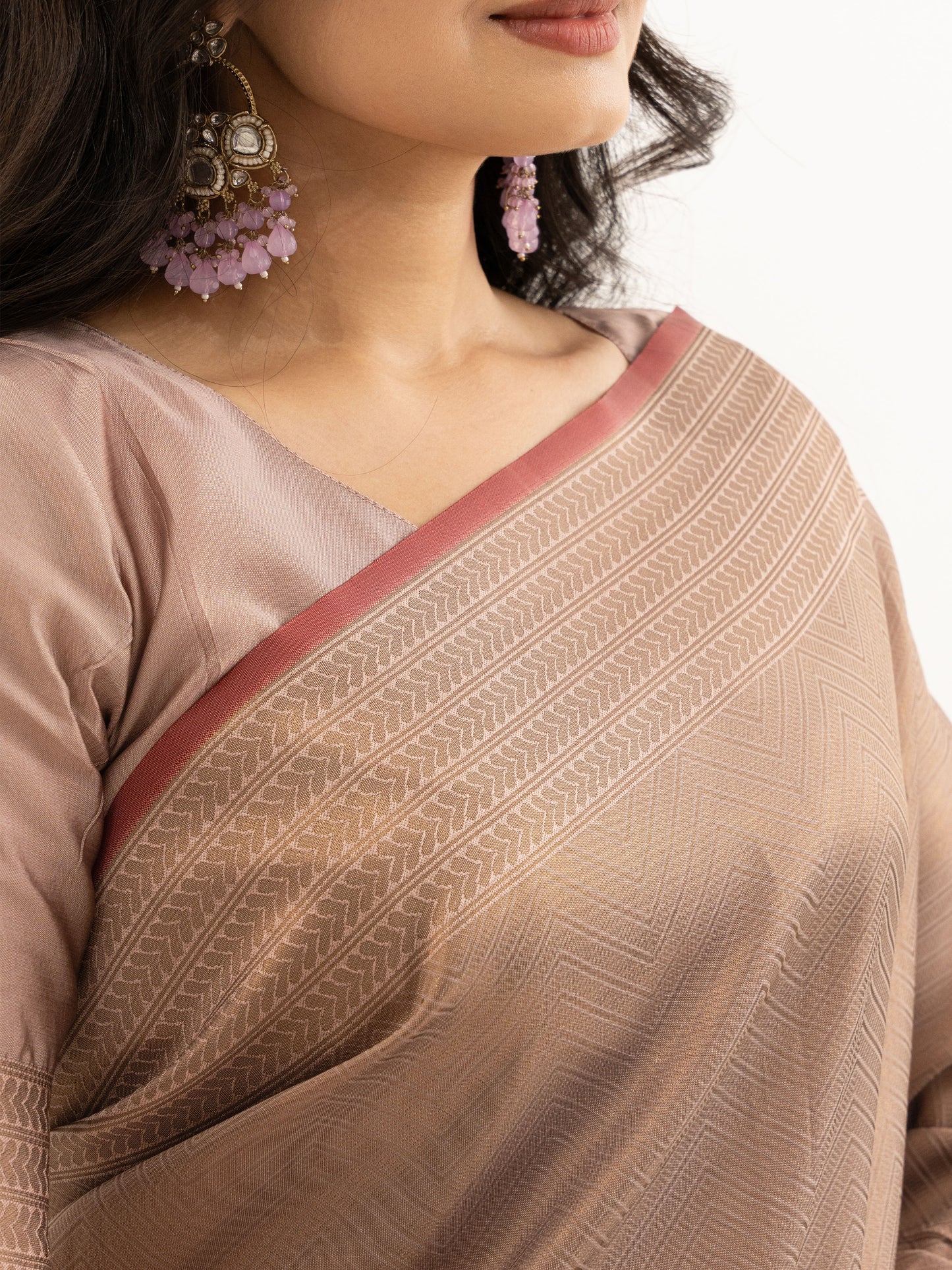Rose Gold Kanjivaram Silk Saree