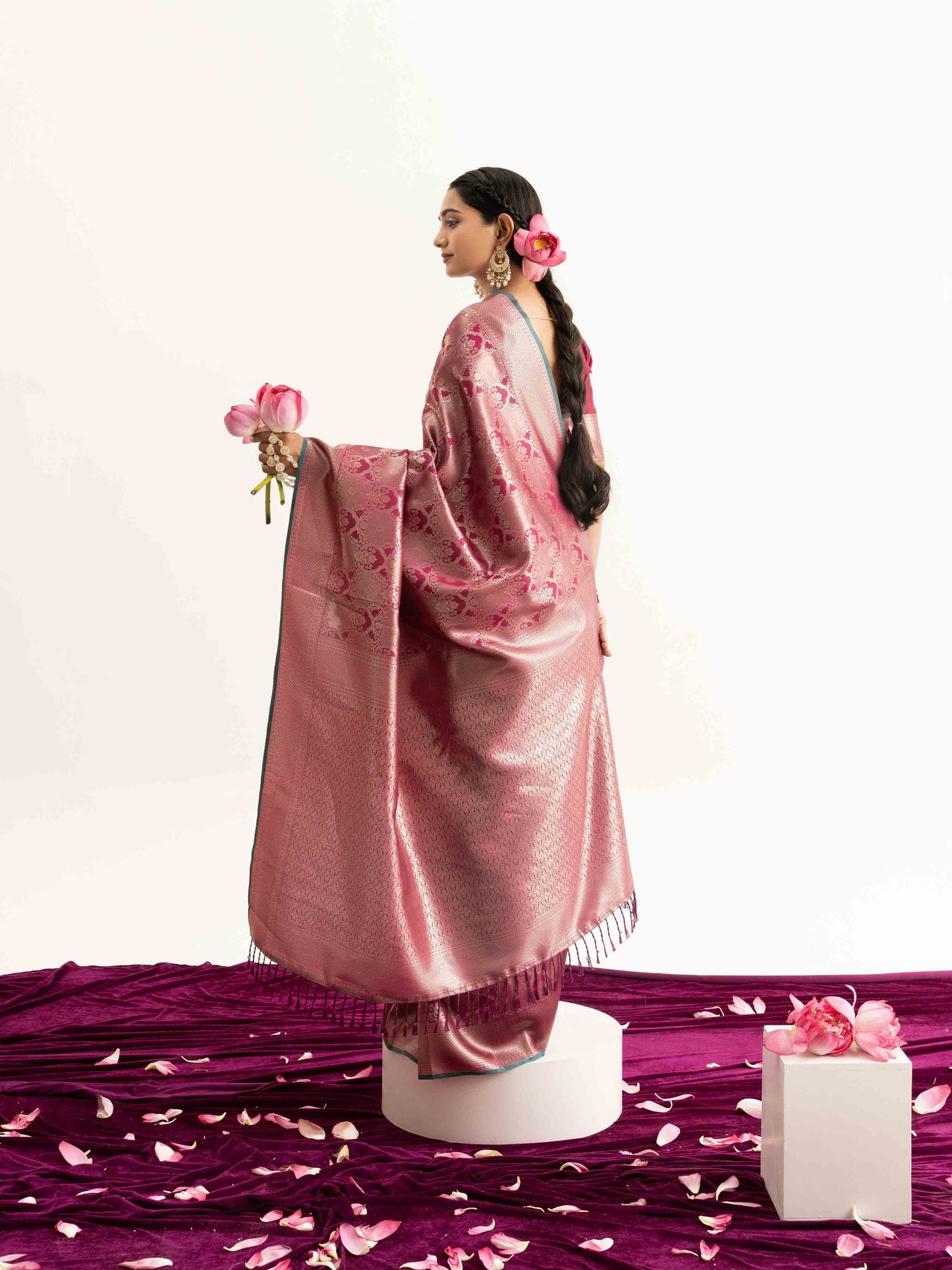 Rose Wine Kanjivaram Silk Saree