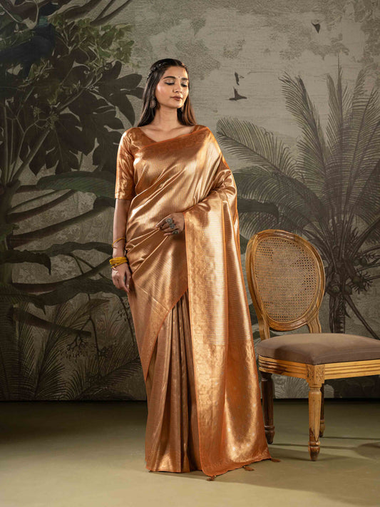 Champagne Gold Tissue Silk Saree