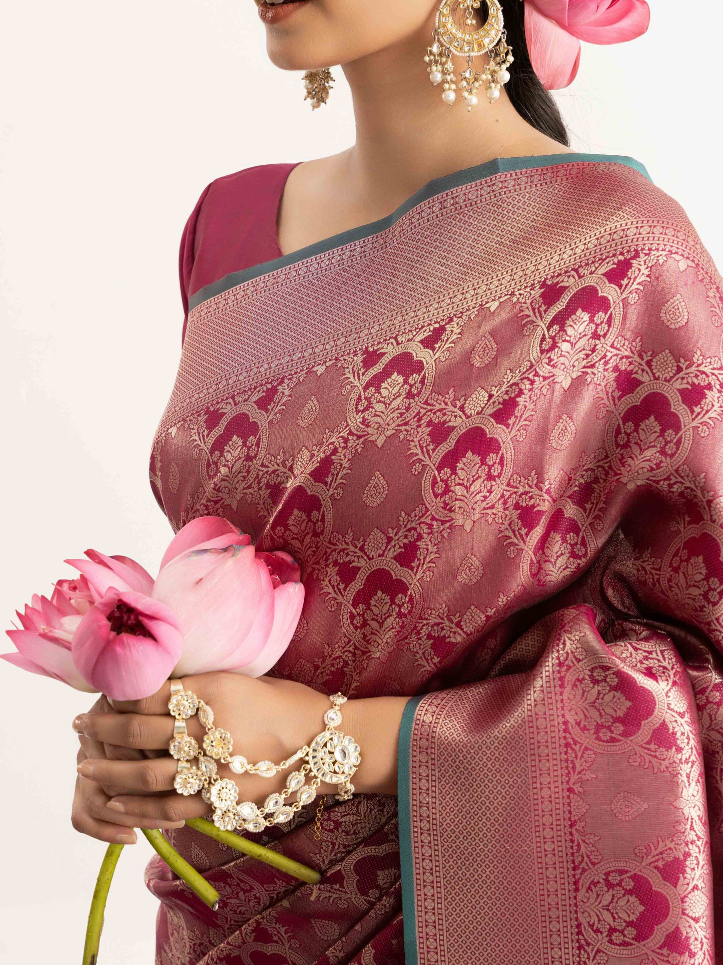 Rose Wine Kanjivaram Silk Saree