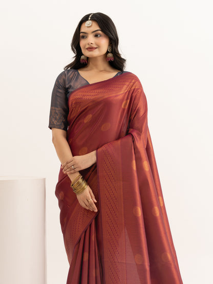 Maroon Kanjivaram Silk Saree