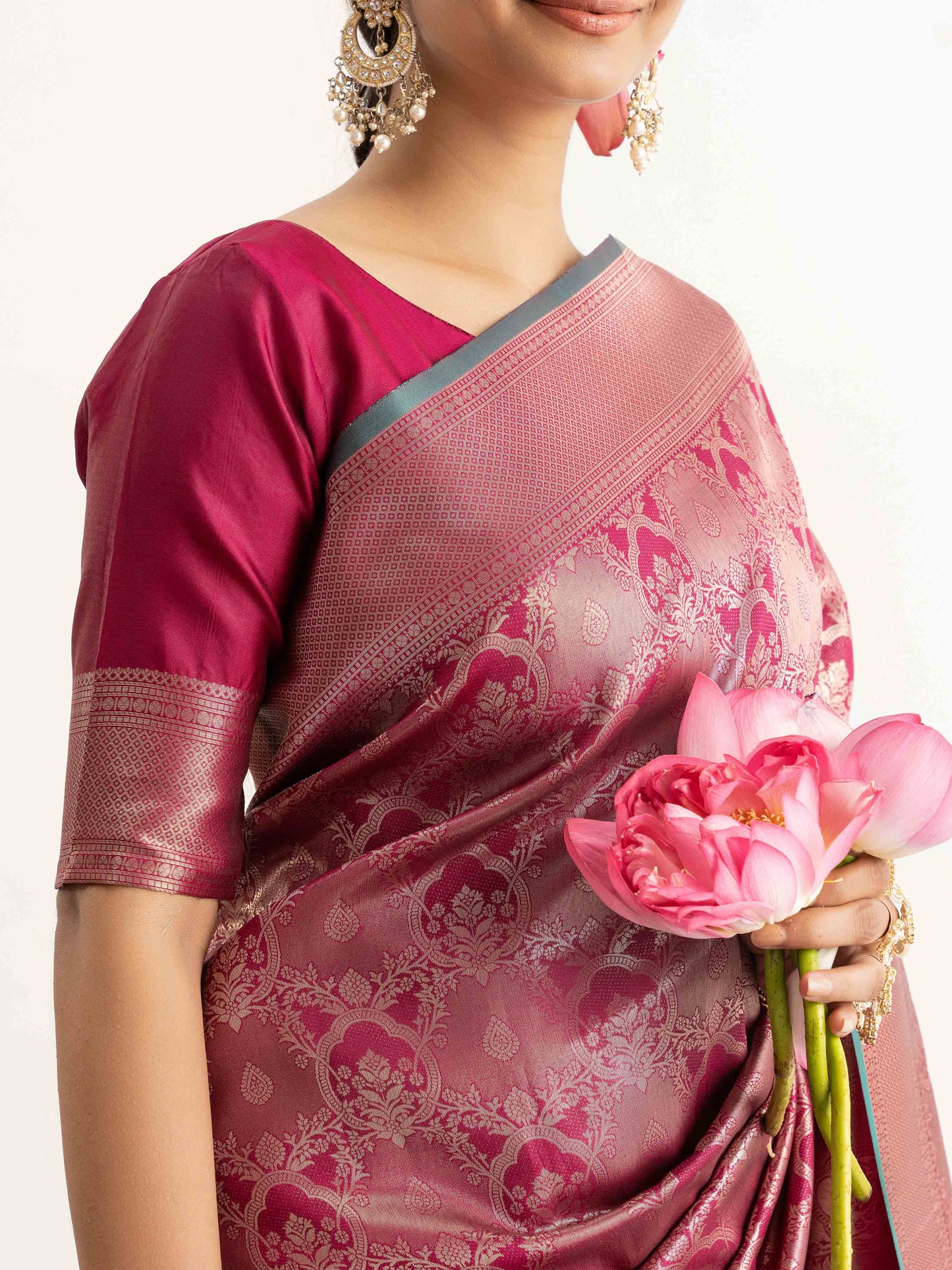 Rose Wine Kanjivaram Silk Saree